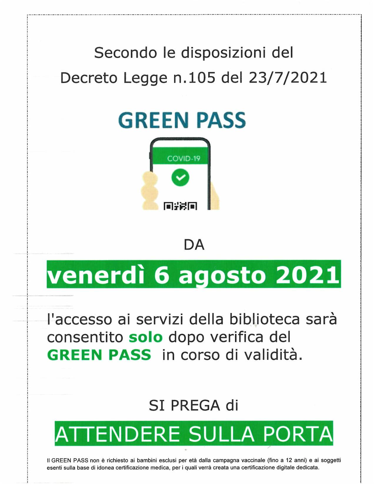 GREEN PASS in Biblioteca